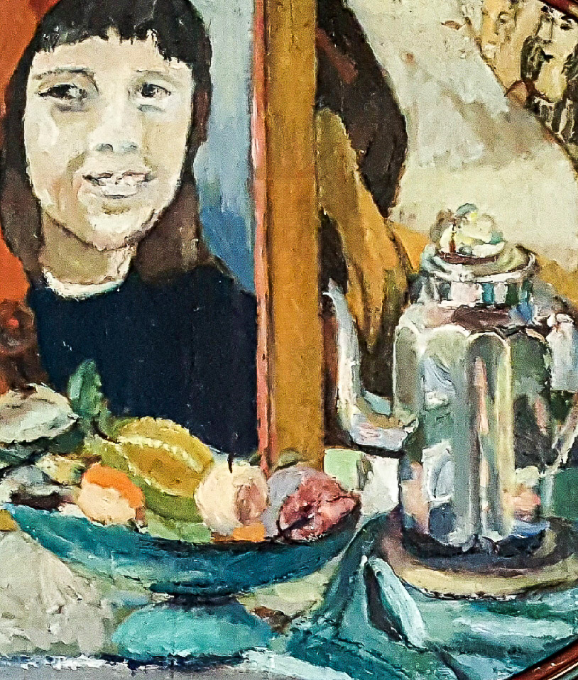 Detail aus Stillleben mit Kanne und Spiegel